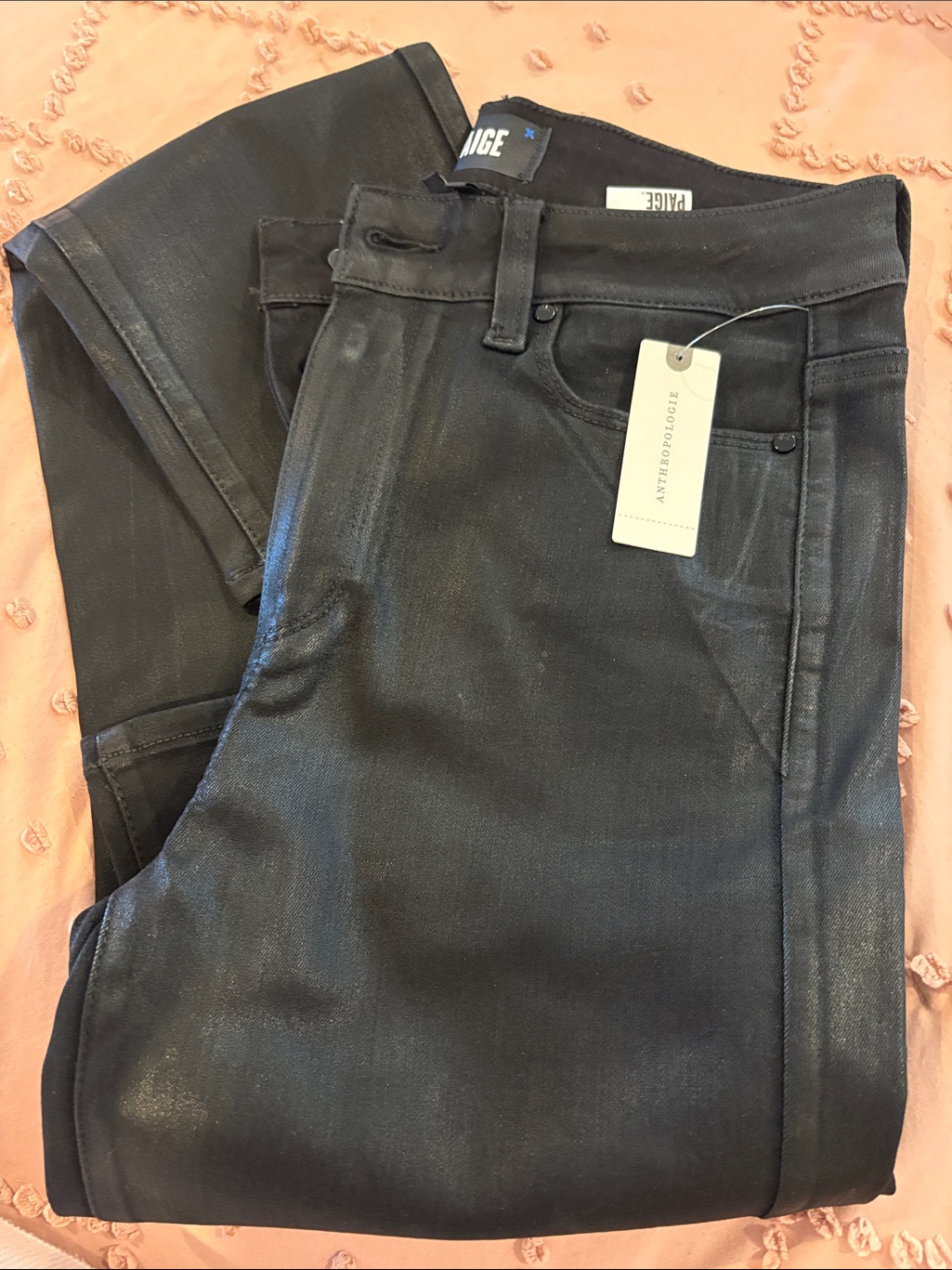Paige Black Coated Straight Leg Jeans
